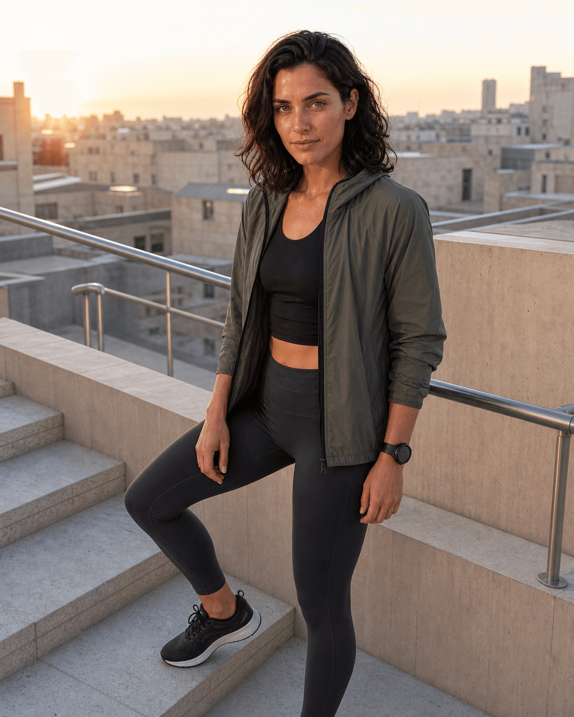 Alma Veyne in an unbranded urban running campaign concept